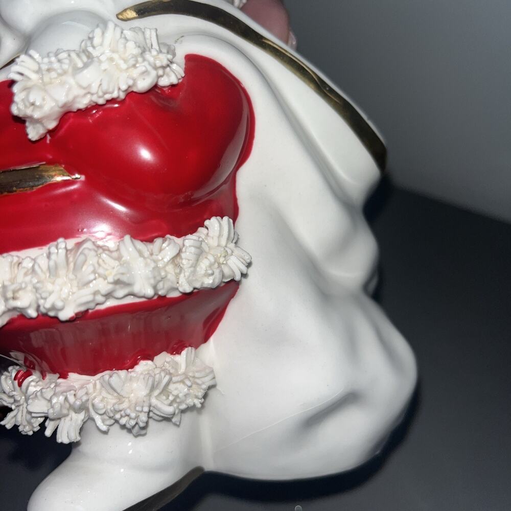 Napco Creations MCM Spaghetti Santa Christmas Planter w/Gold Trim S 413 A, 7.5" - Picture 14 of 16